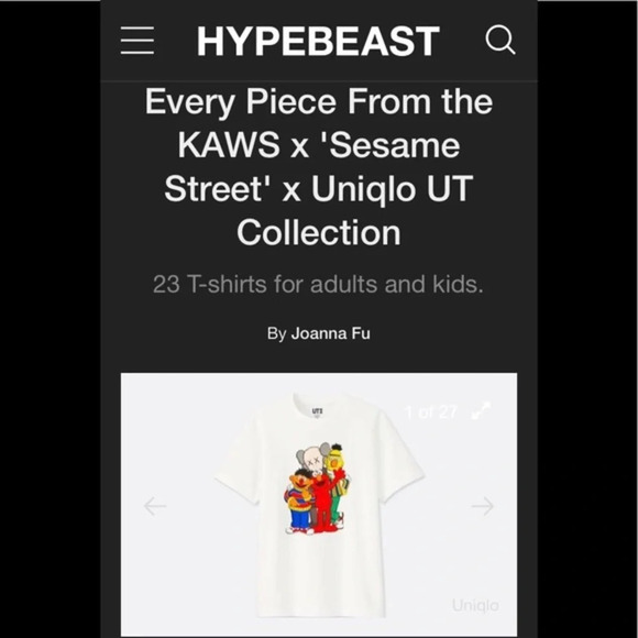 KAWS X Uniqlo X Sesame Street Tee Size 11-12 Kids - Picture 3 of 7